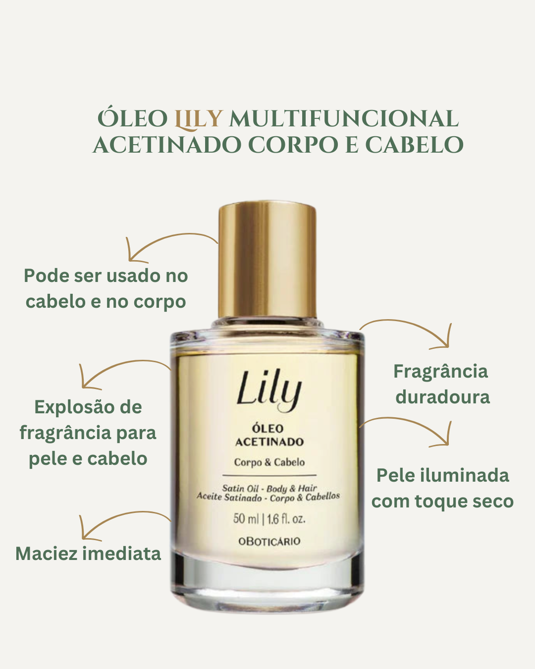 LILY MULTIFUNCTIONAL SATIN BODY AND HAIR OIL, 50ML