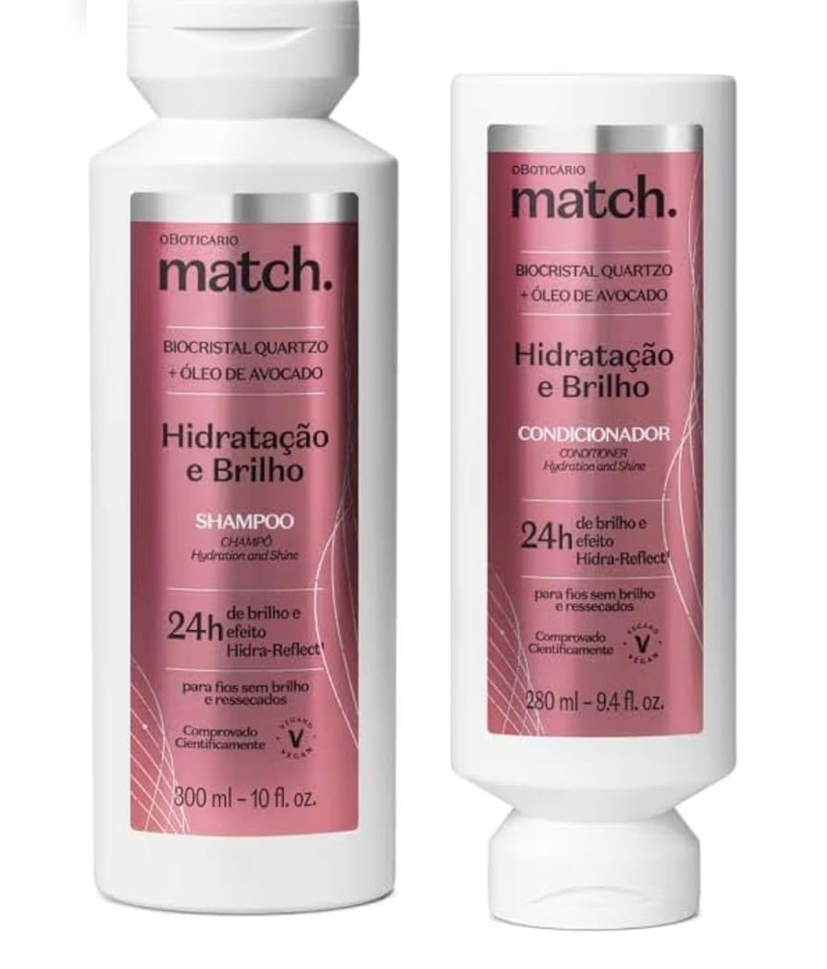 Kit Match Hidratação e Brilho: Shampoo 300ml + Condicionador 280ml