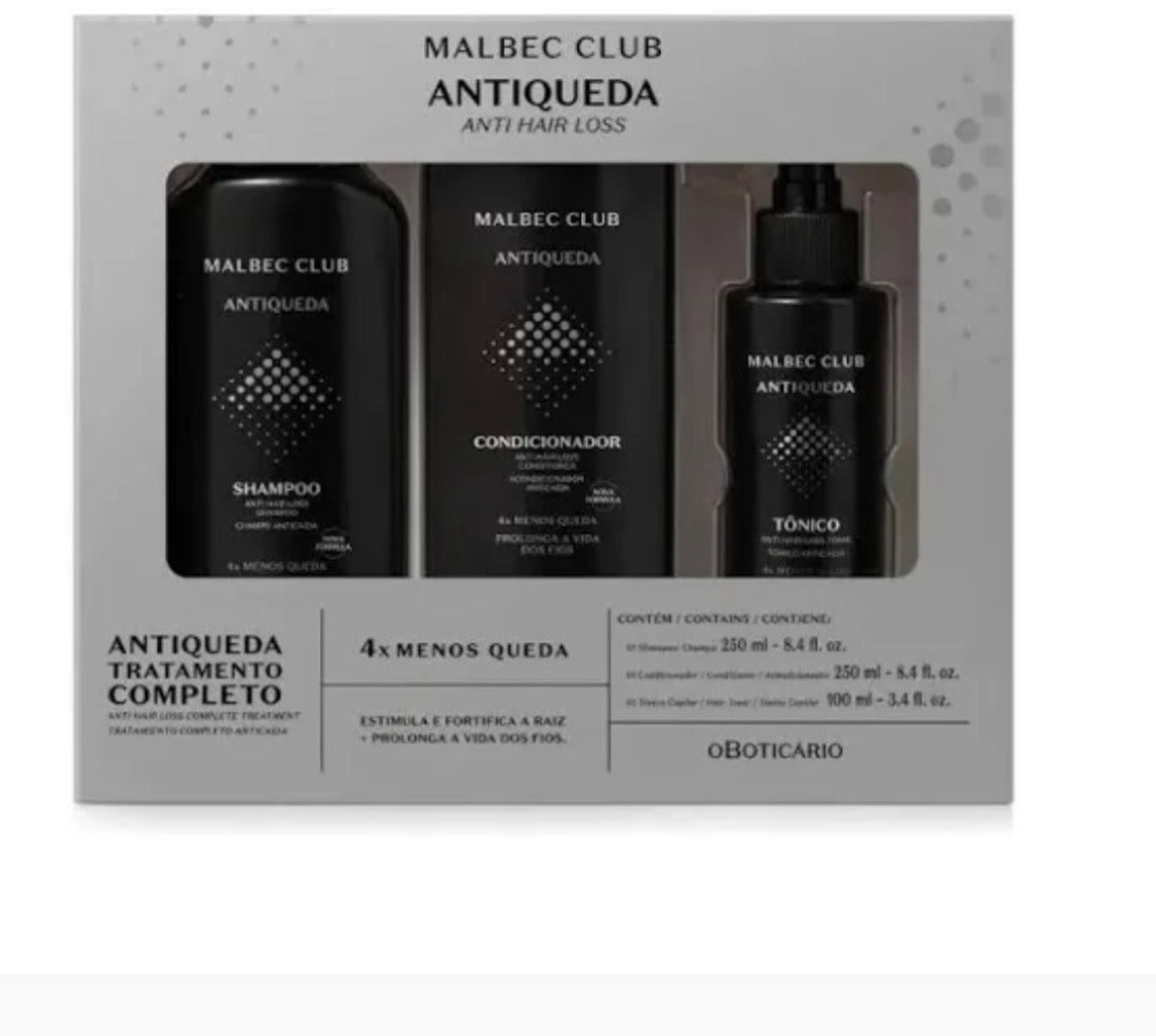 Kit Malbec Club Antiqueda – Shampoo + Condicionador + Tónico Capilar