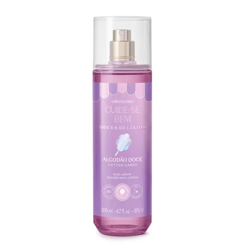 Body Splash Desodorante Colônia Cuide-se Bem Algodão Doce 200ml