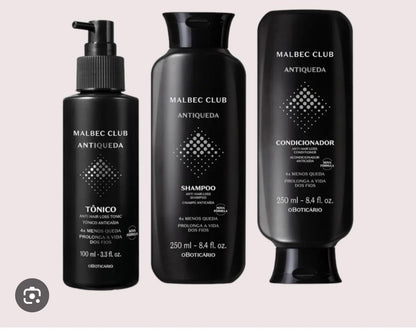 Kit Malbec Club Antiqueda – Shampoo + Condicionador + Tónico Capilar