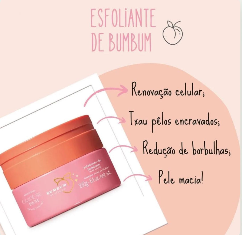 Creme Esfoliante de Bumbum Cuide-se Bem Bumbum de Pêssego 230g